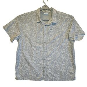 Columbia PFG Tamiami Shirt Mens XXL Grey White Tropic Floral Short Sleeve UPF40